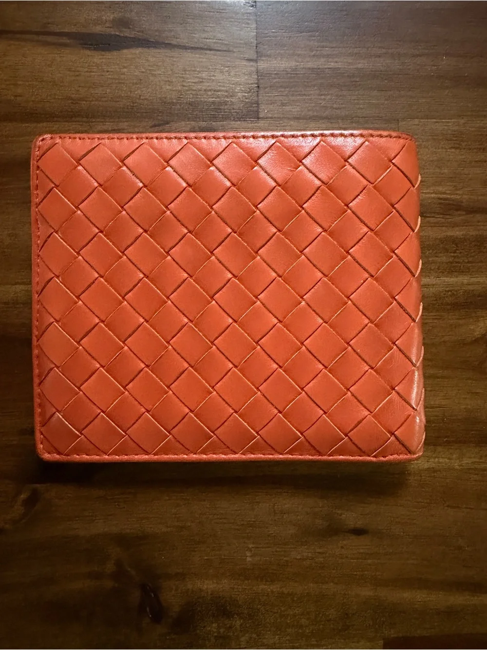 Bottega Veneta Intrecciato Bifold Wallet in Orange Leather - Picture 2 of 16